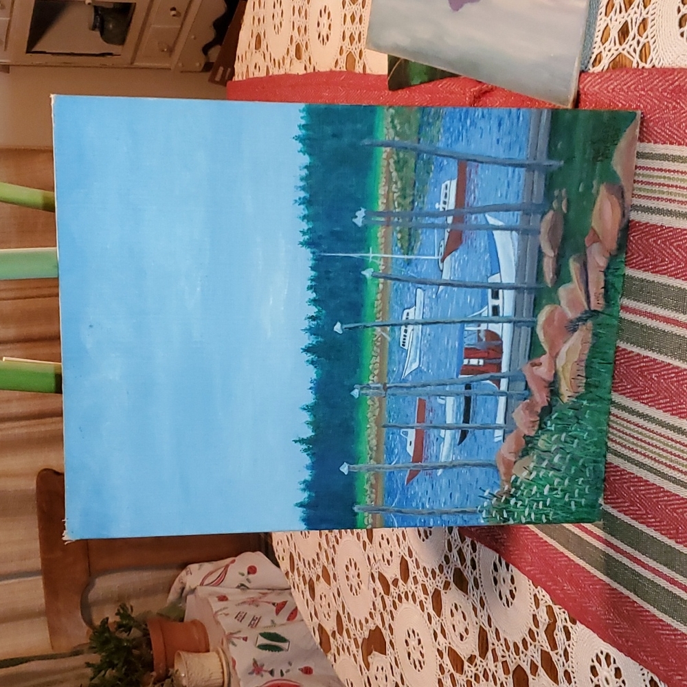 💥SOLD💥Authentic acrylic painting,coastle scene - Picture 7 of 16